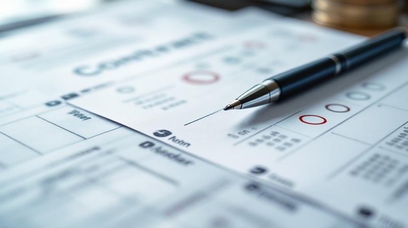Kalender mit markierten Zeiträumen und Vertragstext im Hintergrund