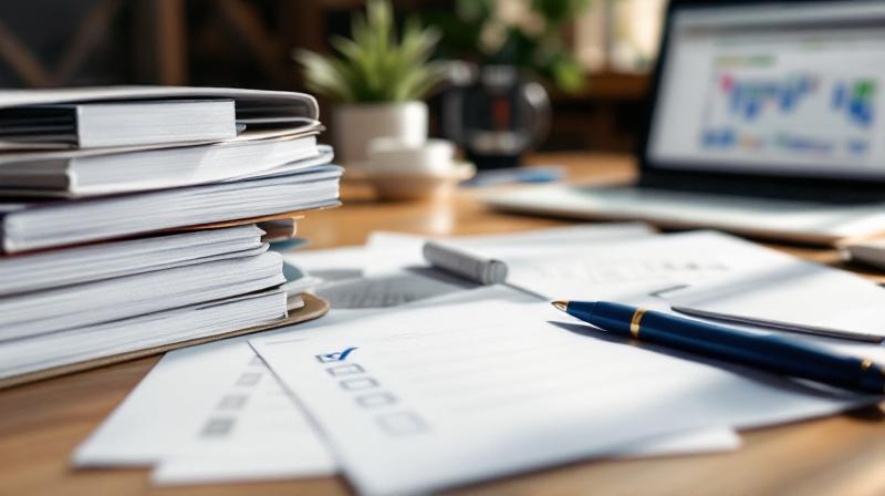 Geordnete Antragsunterlagen, Aktenordner und Checkliste auf einem Schreibtisch im HR-Büro