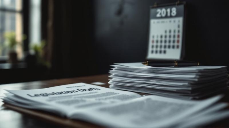 Aufgeschlagene Gesetzesentwürfe neben einem Kalender mit Markierung auf dem Jahr 2027