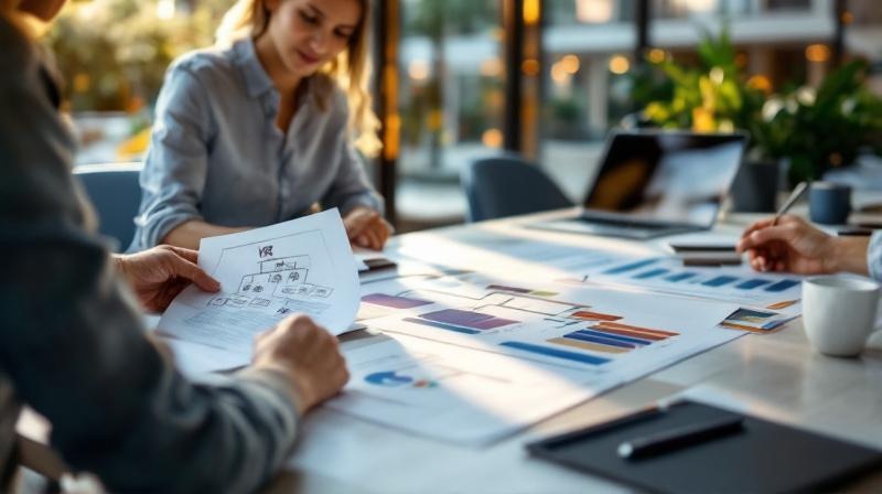Besprechungsraum eines mittelständischen Unternehmens mit Geschäftsführung und HR beim Qualifizierungsplan