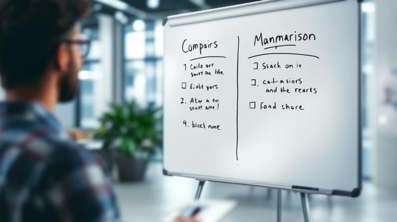 Vergleichendes Organigramm zu Fördermöglichkeiten auf einem Whiteboard im Büro