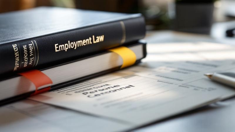 Arbeitsrechtliche Unterlagen mit Kündigungsschutz-Hinweisen und einer Akte zur Personalplanung